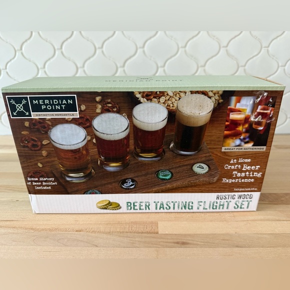 Rustic Wood Beer Tasting Flight Set - Brown - Picture 1 of 2
